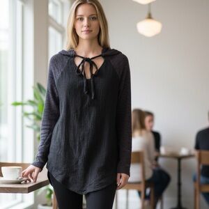 ❤️ Threads 4 Thought Mixed Media Blue/Black Organic Hoodie